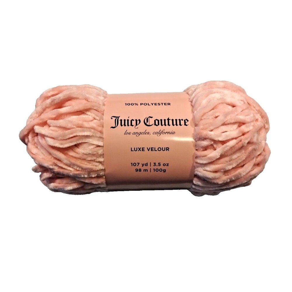 Juicy Couture Luxe Velour Yarn, Soft Glow (Pink), Bulky (5) Yarn, 3.5 oz 107 yds